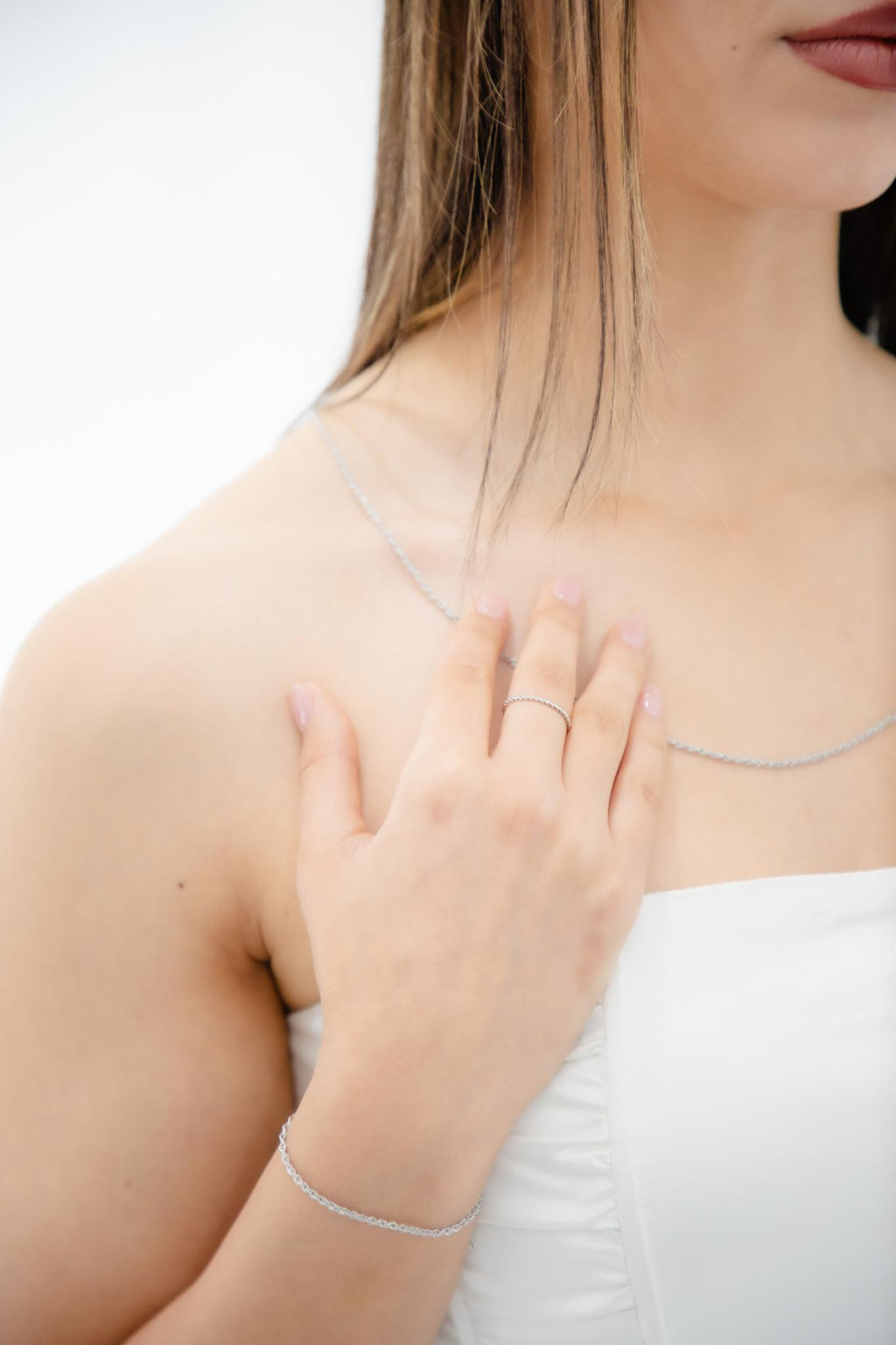 Thin Twisted Luv Bracelet - Silver