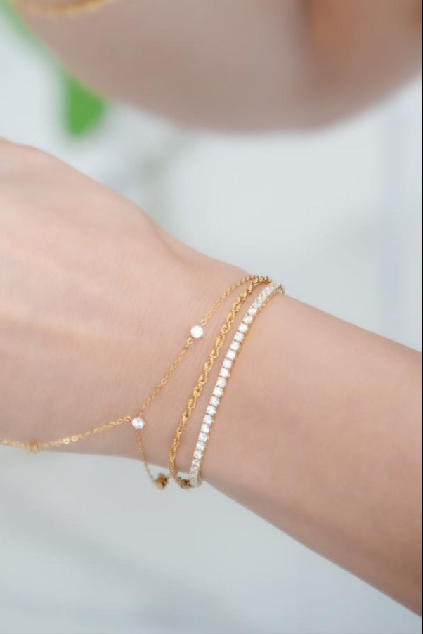 Rihanna Tennis Bracelet Gold- Thin