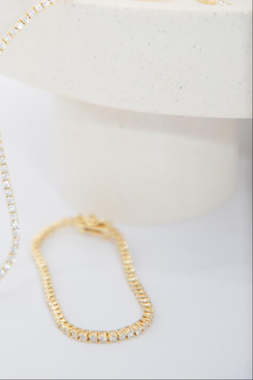 Thick Rihanna Tennis Bracelet - Gold