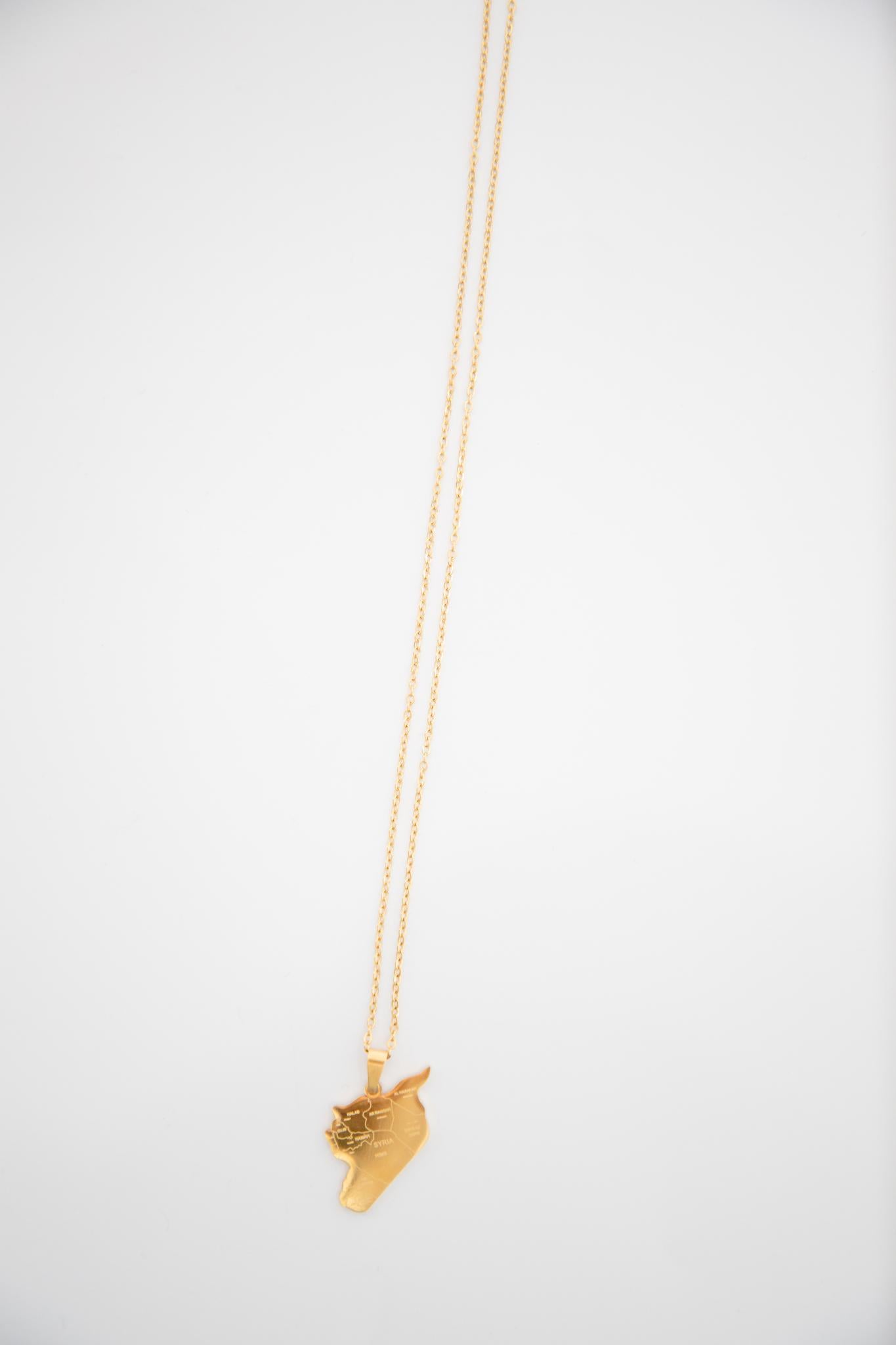 Map of Syria Necklace - Gold