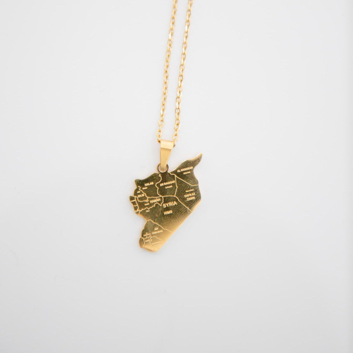 Map of Syria Necklace - Gold
