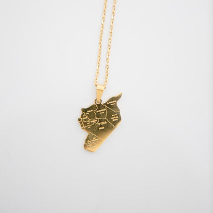 Map of Syria Necklace - Gold