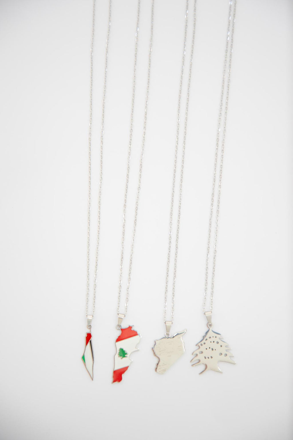 Lebanon Flag Necklace - Silver
