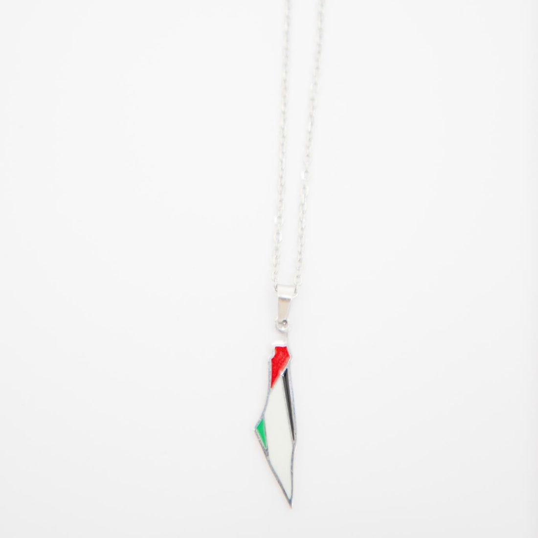 Palestine Flag Necklace - Silver
