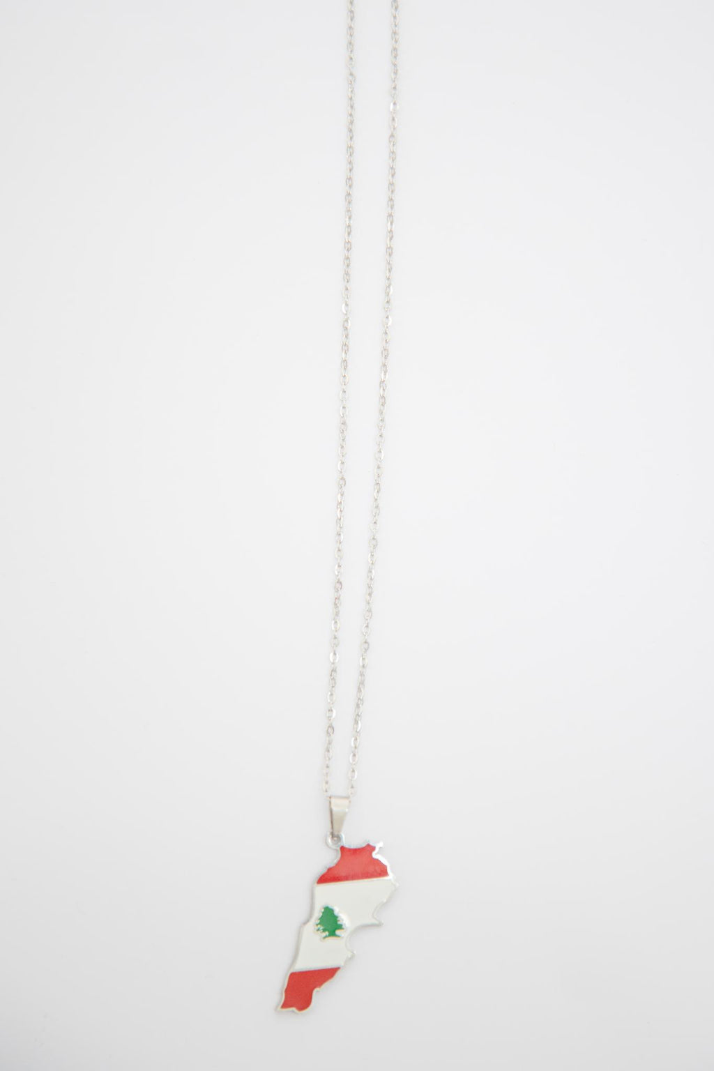 Lebanon Flag Necklace - Silver