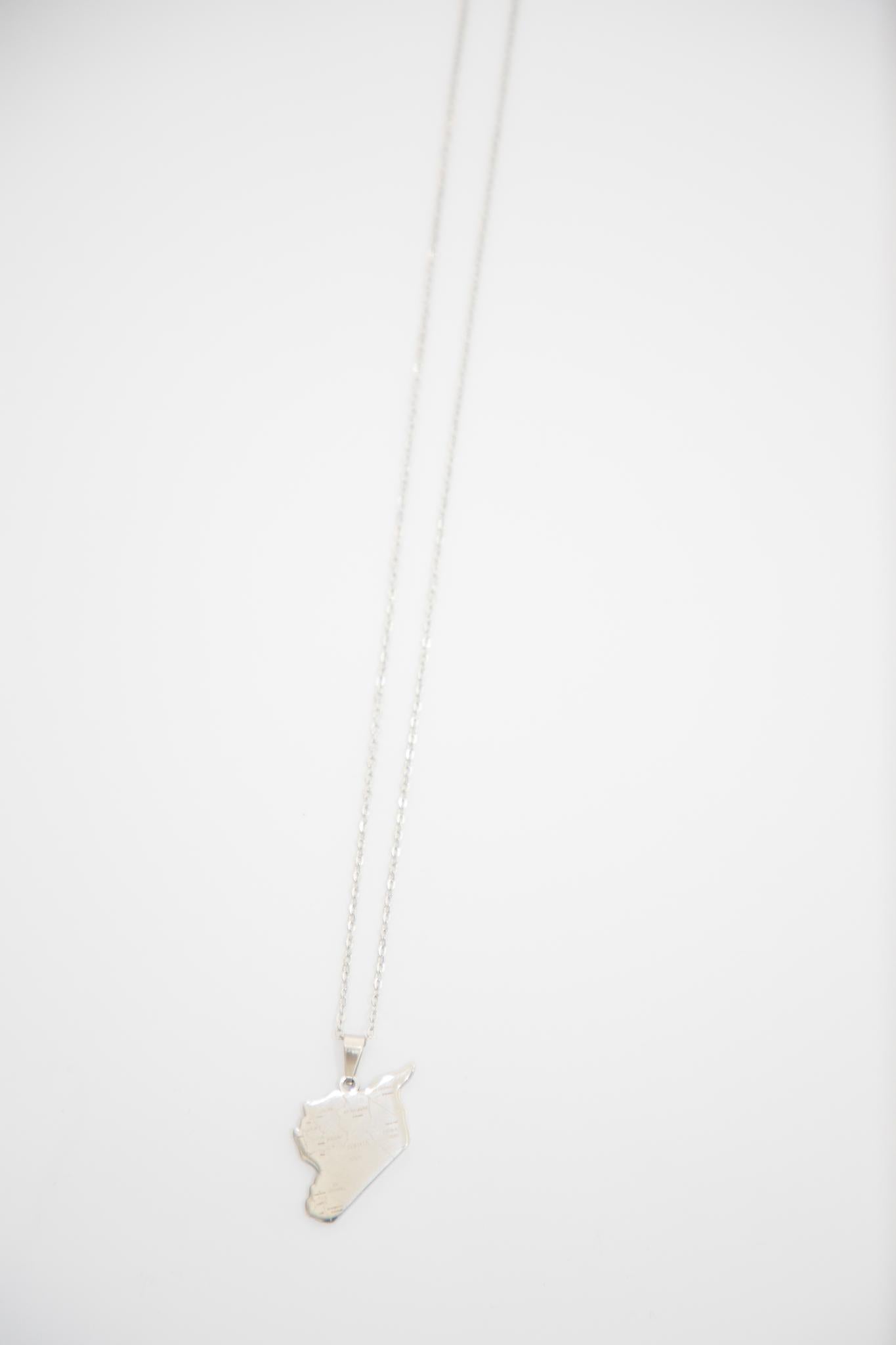 Map of Syria Necklace - Silver