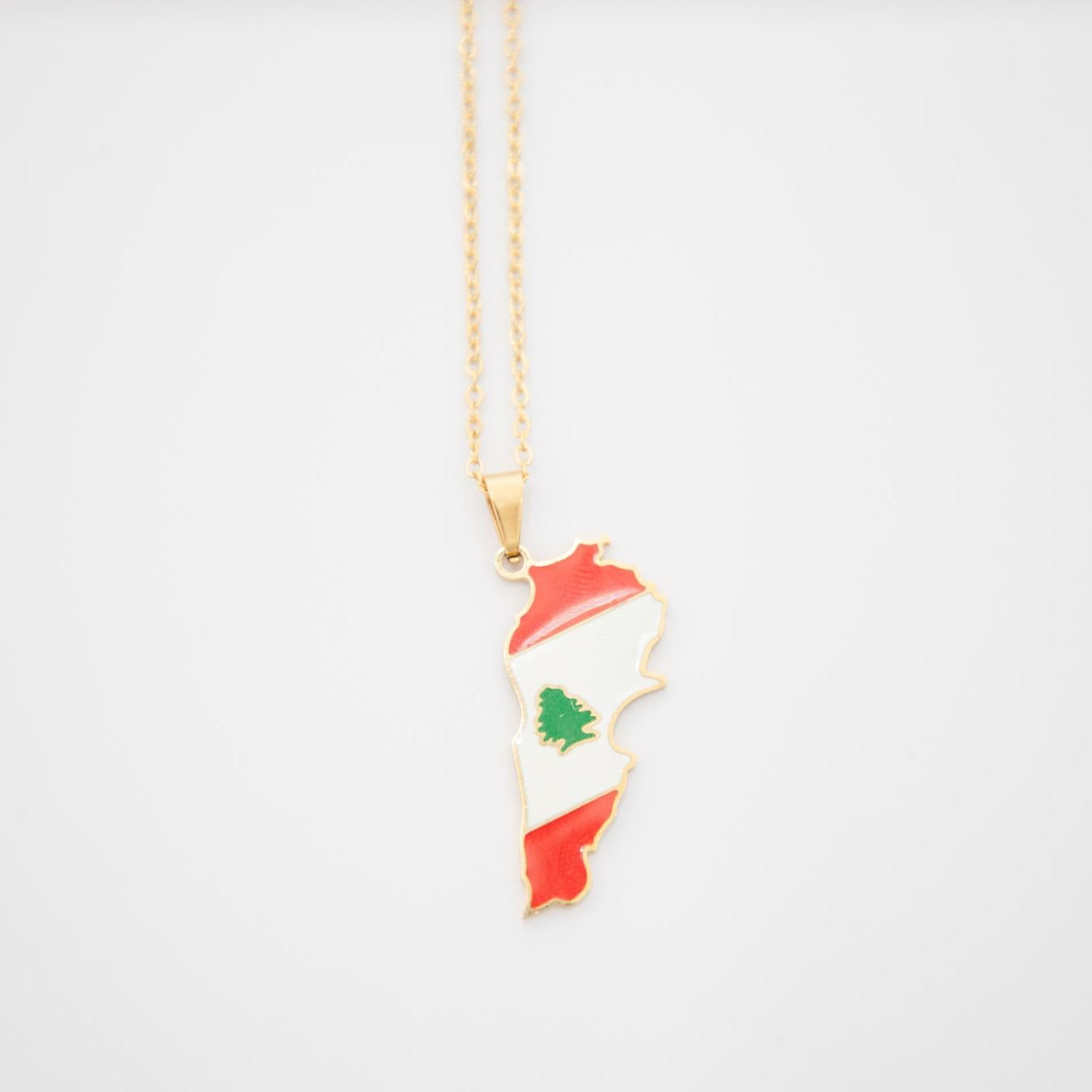 Lebanon Flag Necklace - Gold