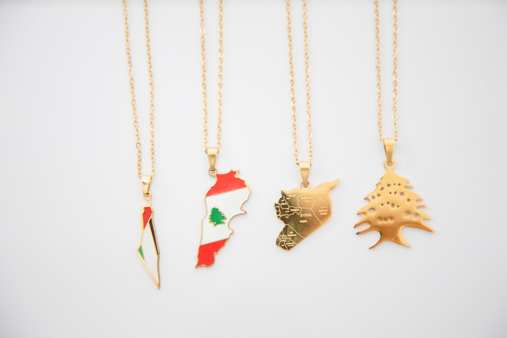Map of Syria Necklace - Gold